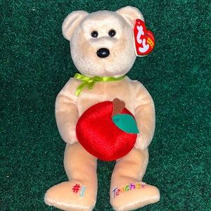 Ty beanie babies 1# TEACHER bear holding an apple Ventige, mint, retired
